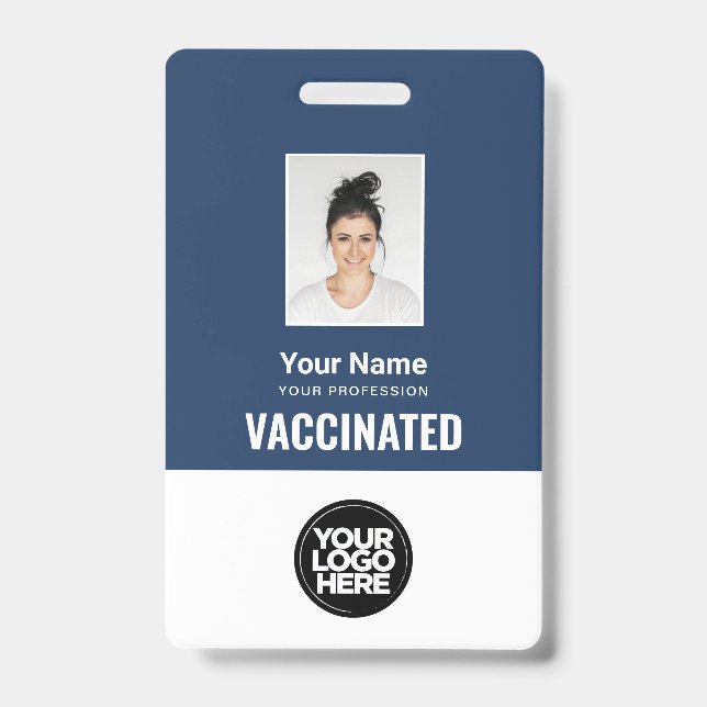 Custom Employee Vaccine Pass Photo Qr Code Logo ID Badge (Front)