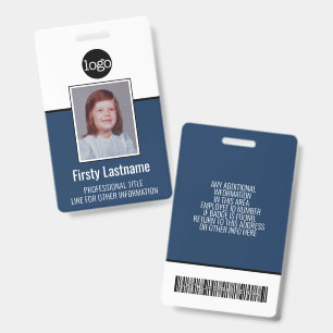 Custom Employee Vertical Photo Bar Code Logo Name ID Badge