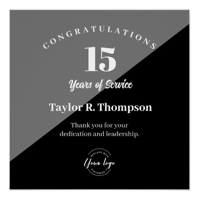 Custom Employee years of service recognition logo Poster (Front)