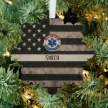 Custom EMS Thin White Line American Flag