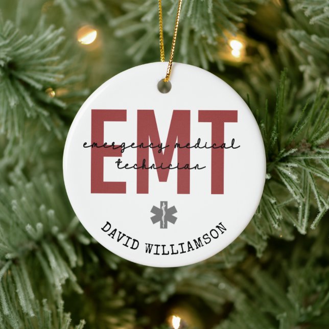 Custom EMT Emergency Medical Technician Ceramic Tree Decoration (Tree)