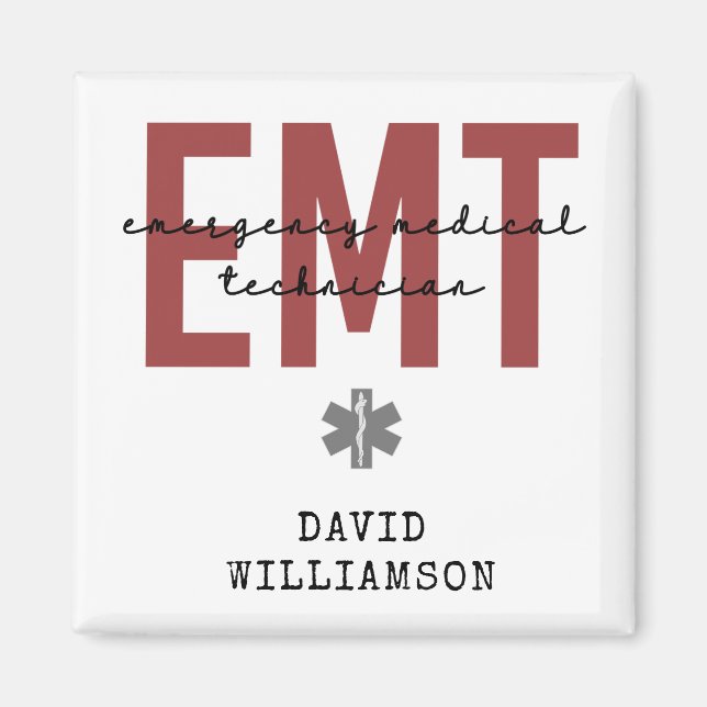 Custom EMT Emergency Medical Technician Magnet (Front)