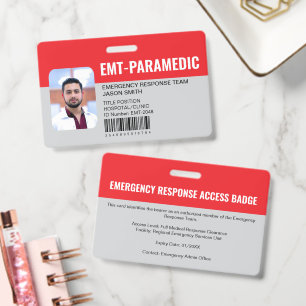 Custom EMT Paramedic Emergency Access Grey ID Badge