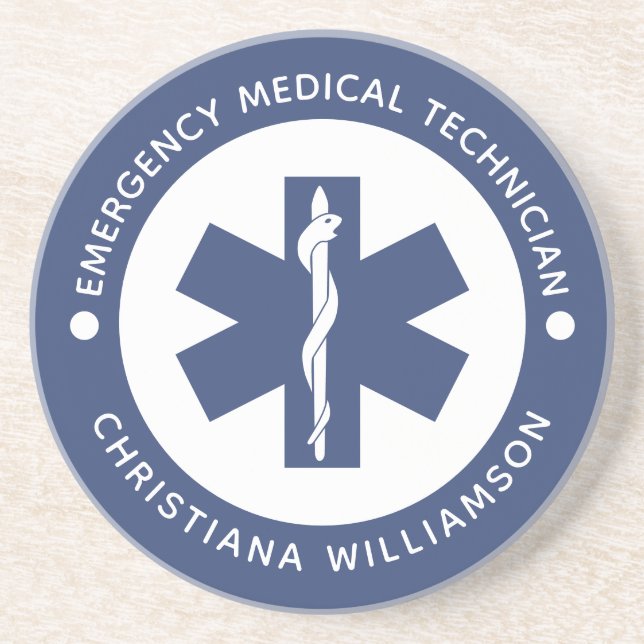 Custom EMT Symbol Emergency Medical Technician Coaster (Front)