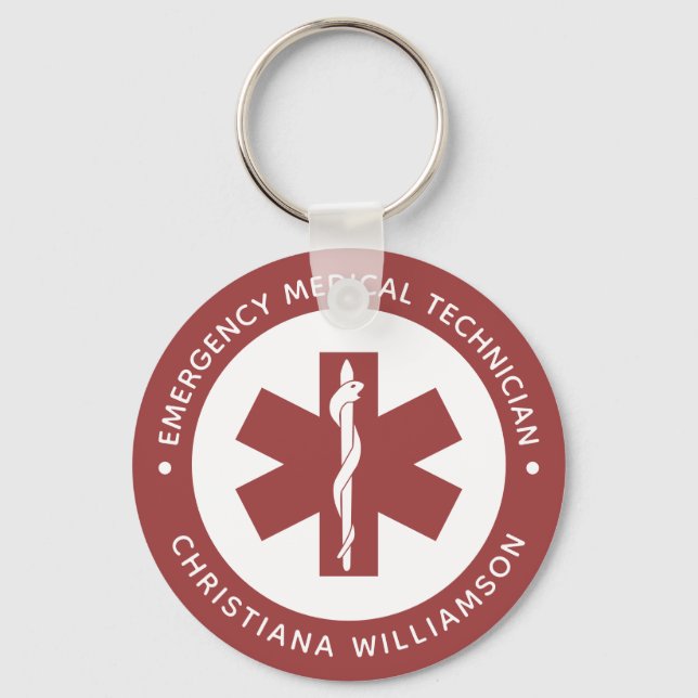 Custom EMT Symbol Emergency Medical Technician  Key Ring (Front)