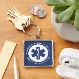 Custom EMT Symbol Emergency Medical Technician Key Ring