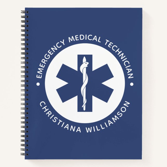 Custom EMT Symbol Emergency Medical Technician Notebook (Front)
