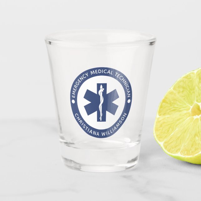 Custom EMT Symbol Emergency Medical Technician Shot Glass (Front)