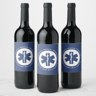 Custom EMT Symbol Emergency Medical Technician Wine Label