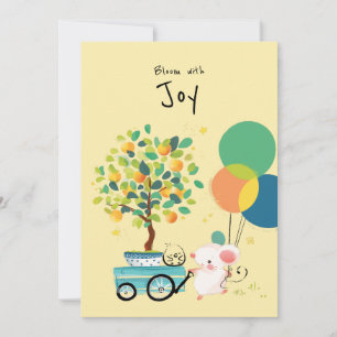 [Custom/EN] Happy New Year Balloon Rat Mouse Cute Holiday Card