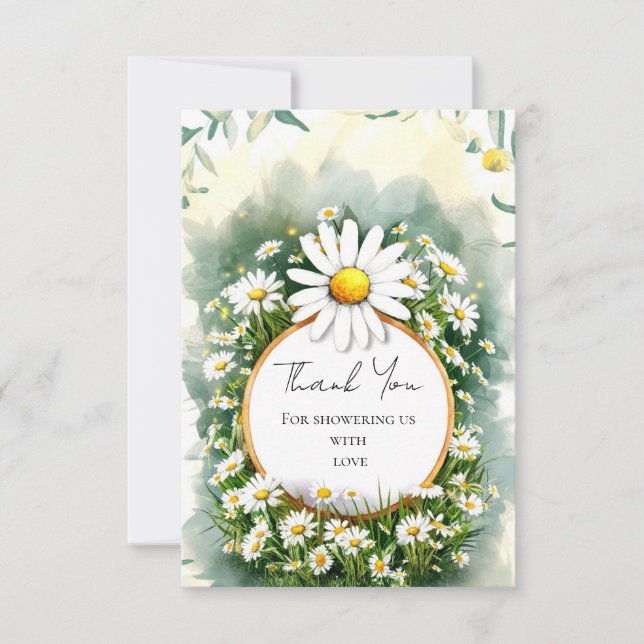 Custom Enchanted Daisy Baby Shower Thank You Card (Front)