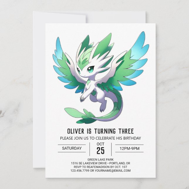 Custom Enchanted Dragon Birthday Invitation (Front)