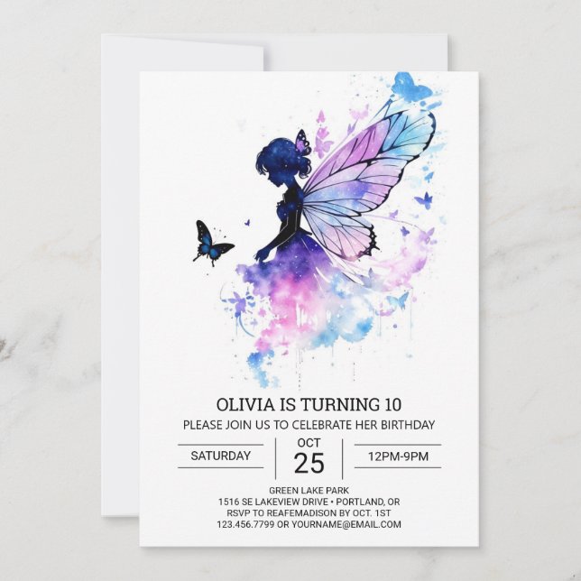 Custom Enchanted Fairy Birthday Celebration Invitation (Front)