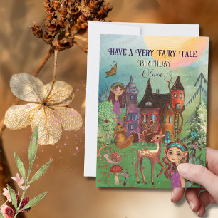 Custom Enchanted Forest Fairy Tale Birthday Card 