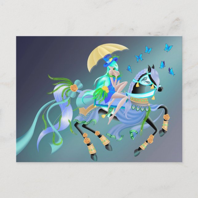Custom Enchanted Horse Ride Postcard (Front)