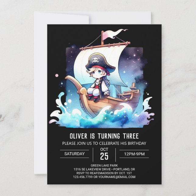 Custom Enchanted Pirate Birthday Invitation (Front)