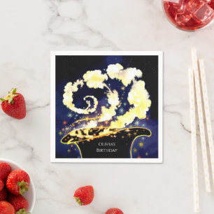 Custom Enchanted Wand Wizard Birthday Napkin