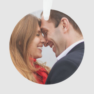 Custom Engaged Couple Photo Holiday Ornament