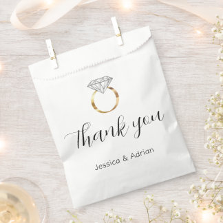 Custom Engaged Thank You White Diamond Ring Favour Bags
