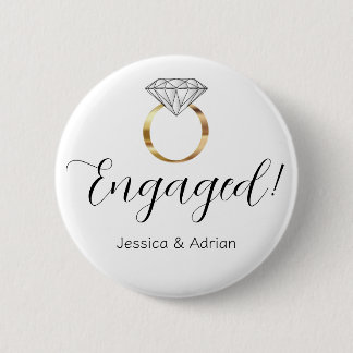 Custom Engaged White Diamond Ring Engagement 6 Cm Round Badge