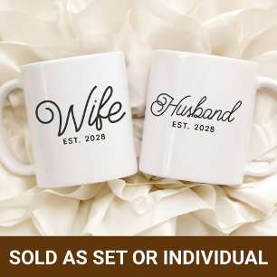 Custom Engagement Coffee Mug, Wife & Husband Gift Mug