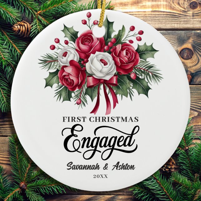 Custom Engagement Keepsake, Engagement Gift Ceramic Tree Decoration (Creator Uploaded)