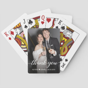Custom Engagement Photo Wedding Thank you Script Playing Cards