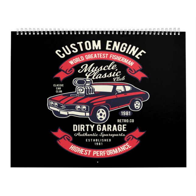 custom engine muscle classic dirty garage calendar (Cover)