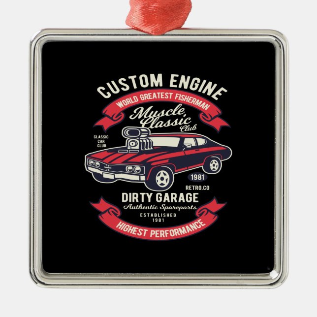 custom engine muscle classic dirty garage metal tree decoration (Front)