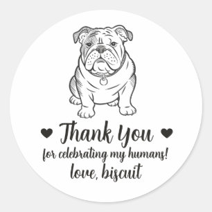 Custom English Bulldog Dog Wedding Favour Stickers