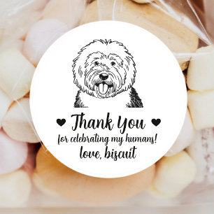 Custom English Sheepdog Dog Wedding Favour Sticker