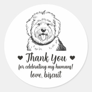 Custom English Sheepdog Dog Wedding Favour Sticker
