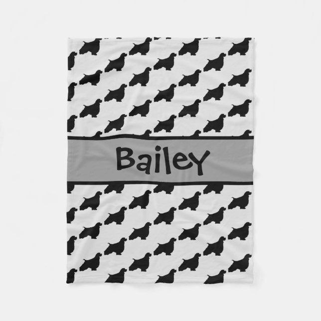 Custom English Springer Spaniel Dog Silhouette Fleece Blanket (Front)