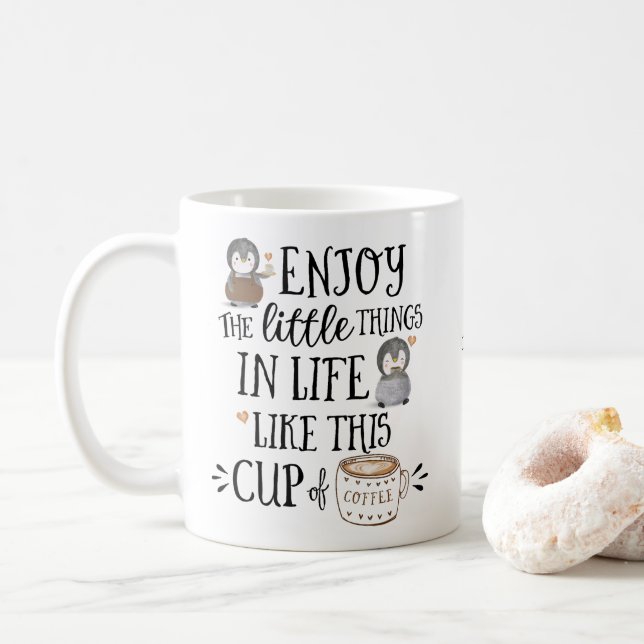 Custom Enjoy the Little Things in Life Like Coffee Coffee Mug (With Donut)