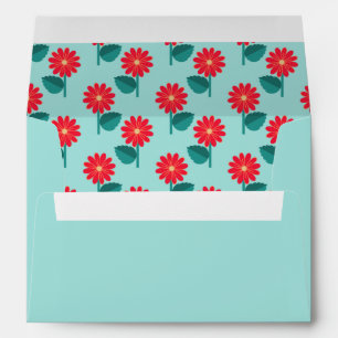 Custom Envelope Liner with Red Daisies
