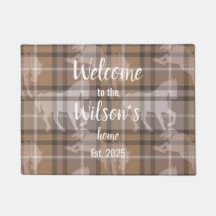 Custom Equestrian Tartan Family Welcome doormat