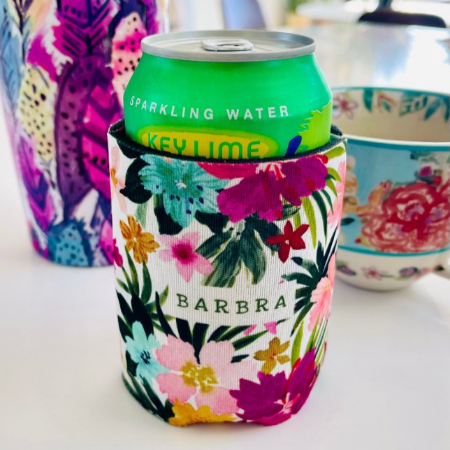 Custom ESCAPISM Tropical Floral Can Cooler (Creator Uploaded)
