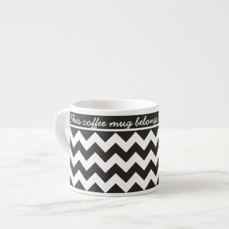 Custom Espresso Mug, Black and White Chevrons Espresso Cup