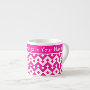 Custom Espresso Mug, Candy Pink Geometric Cup