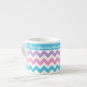 Custom Espresso Mug, Turquoise, Pink, Chevrons Cup