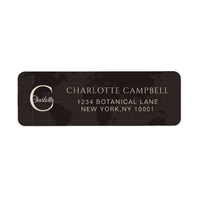 Custom Espresso World Map Monogram Name Luxury (Front)