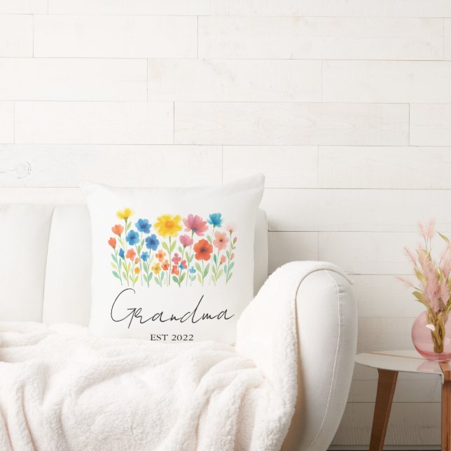 Custom Est. Year - Grandma Wildflower  Cushion (Couch)