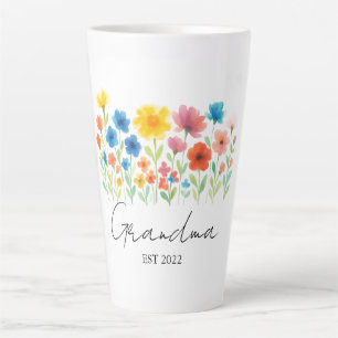 Custom Est. Year - Grandma Wildflower - Latte Mug
