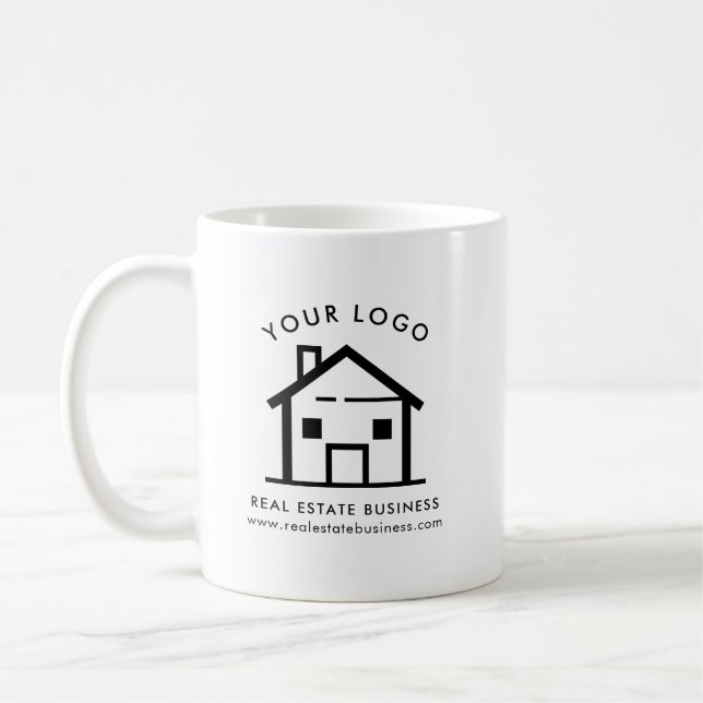 Custom Estate Agent Business Logo Promotional Swag Coffee Mug (Left)