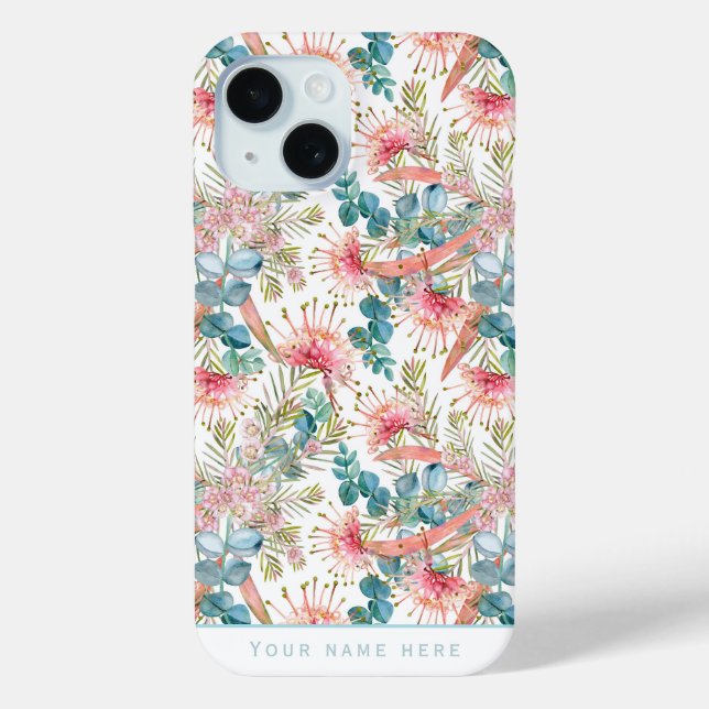Custom Eucalyptus Blue And Pink Grevillea  Case-Mate iPhone Case (Back)