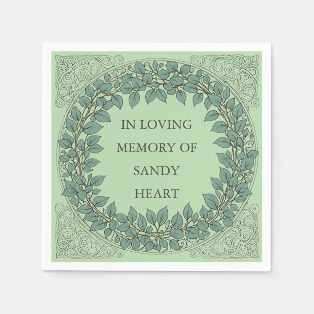 Custom Eucalyptus Funeral – Elegant Memorial Napkin (Front)