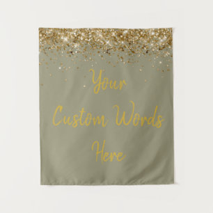 Custom Eucalyptus Gold Birthday Party Photo Booth Tapestry