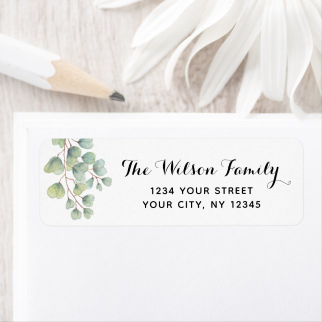 Custom Eucalyptus leaf Return Address Labels (Insitu)