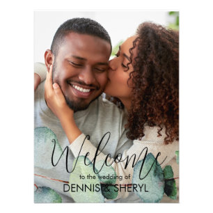 Custom Eucalyptus Photo Modern Wedding Sign