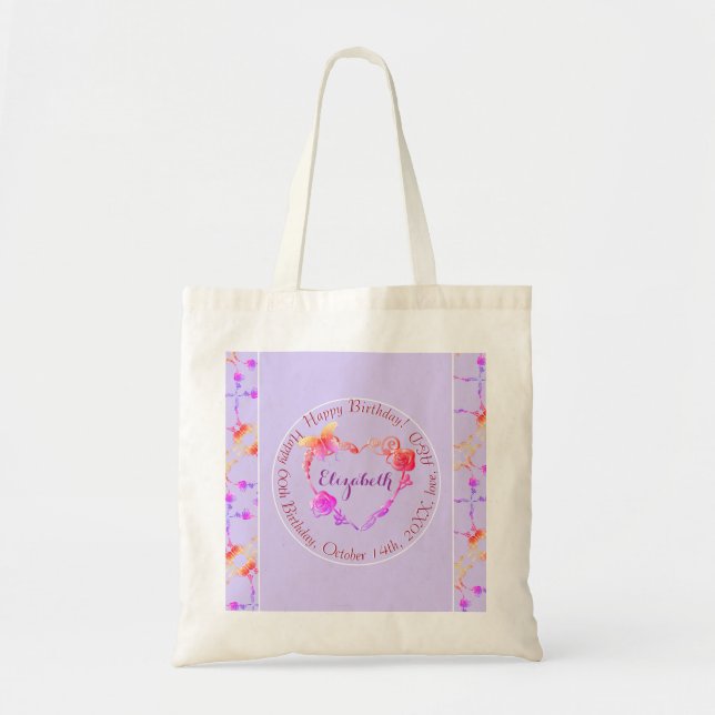 Custom Event/Birthday Rose Hearts Tote (Front)
